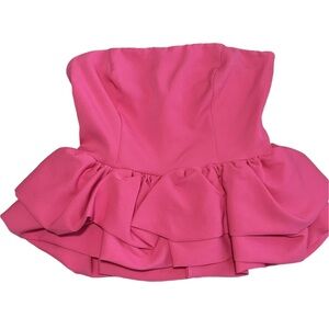 Elegant Pink Strapless Peplum Top